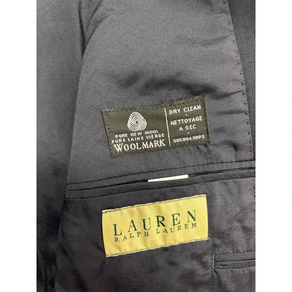 Ralph Lauren 40R Navy Blue Gold Buttons Blazer Jacket Sport Suit Coat Wool